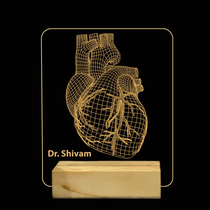 3D Illusion Heart Lamp Customized with Name Gift for Cardiologist Heart Specialist Doctor